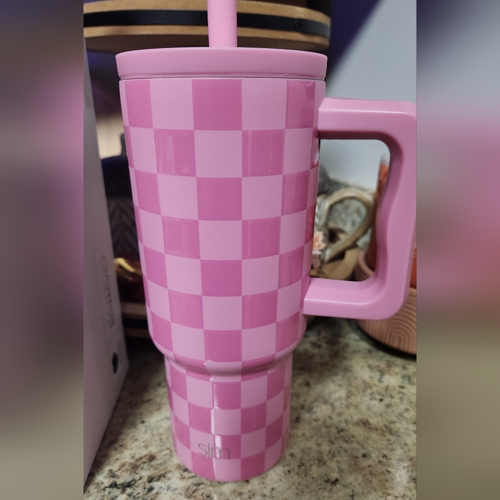 Simple Modern PINK CHECKMATE Kids 24oz Tumbler READ DESCRIPTION - Picture 2 of 9